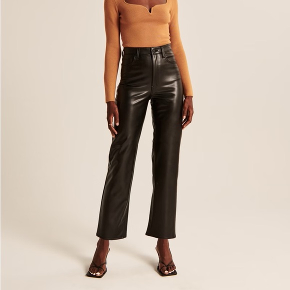 Abercrombie & Fitch Vegan Leather Ankle Straight Pant size 4 - Picture 1 of 7